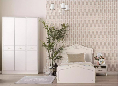 Complete youth bed functional bed pull-out set 3-piece wood white